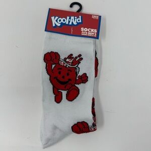 Men’s Novelty Kool-Aid White and Red Crew Socks